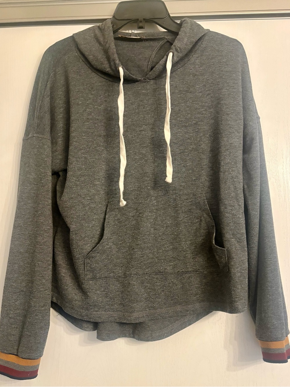 Heathered Grey Hoodie with Cutout Crisscross Back